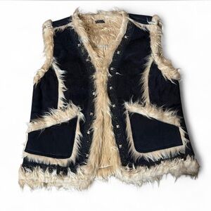 Faux Fur Y2K Retro Boho Vest Festival Ready Size M Western 2000s Hippie